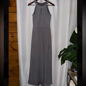 Dessy Collection Gray Halter Maxi Gown Formal